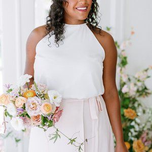 Revelry Sophie Chiffon Top - White - Size S